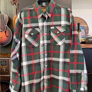 DIXXON The Fireball Men's Green and Red Checkered Shirt